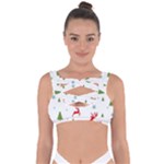 Christmas Texture, Pattern, Red, Craciun, Christmas, Snowflake, Bandaged Up Bikini Top