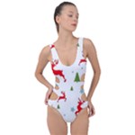 Christmas Texture, Pattern, Red, Craciun, Christmas, Snowflake, Side Cut Out Swimsuit