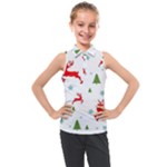 Christmas Texture, Pattern, Red, Craciun, Christmas, Snowflake, Kids  Sleeveless Polo T-Shirt