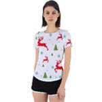 Christmas Texture, Pattern, Red, Craciun, Christmas, Snowflake, Back Cut Out Sport T-Shirt