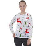 Christmas Texture, Pattern, Red, Craciun, Christmas, Snowflake, Women s Long Sleeve Raglan T-Shirt