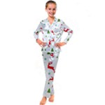 Christmas Texture, Pattern, Red, Craciun, Christmas, Snowflake, Kids  Satin Long Sleeve Pajamas Set