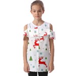 Christmas Texture, Pattern, Red, Craciun, Christmas, Snowflake, Fold Over Open Sleeve Top