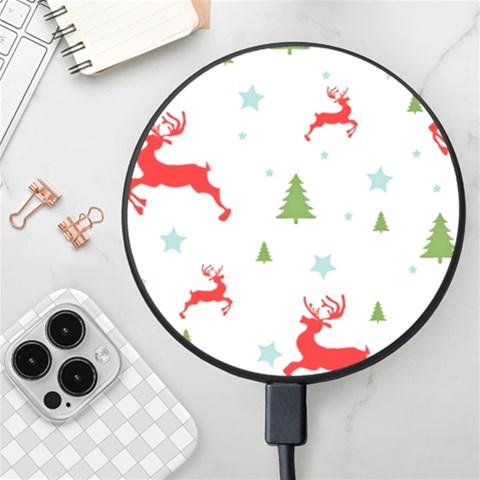 Christmas Texture, Pattern, Red, Craciun, Christmas, Snowflake, Wireless Fast Charger(Black) from ArtsNow.com