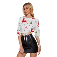 Mid Sleeve Drawstring Hem Top 