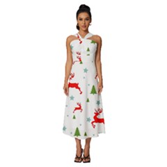 Sleeveless Cross Front Cocktail Midi Chiffon Dress 