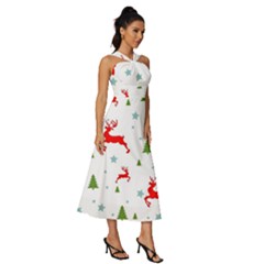 Sleeveless Cross Front Cocktail Midi Chiffon Dress 