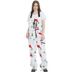 Christmas Texture, Pattern, Red, Craciun, Christmas, Snowflake, Women s Front Zip Ski And Snowboard Bib Pants