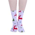 Christmas Texture, Pattern, Red, Craciun, Christmas, Snowflake, Smooth Crew Length Tube Socks