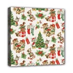 Christmas Texture, Pattern, Red, Tree, Craciun, Green, Christmas Mini Canvas 8  x 8  (Stretched)