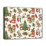 Christmas Texture, Pattern, Red, Tree, Craciun, Green, Christmas Canvas 14  x 11  (Stretched)