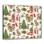 Christmas Texture, Pattern, Red, Tree, Craciun, Green, Christmas Canvas 24  x 20  (Stretched)