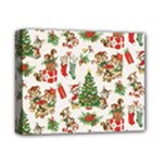 Christmas Texture, Pattern, Red, Tree, Craciun, Green, Christmas Deluxe Canvas 14  x 11  (Stretched)