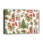 Christmas Texture, Pattern, Red, Tree, Craciun, Green, Christmas Deluxe Canvas 18  x 12  (Stretched)