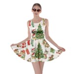 Christmas Texture, Pattern, Red, Tree, Craciun, Green, Christmas Skater Dress