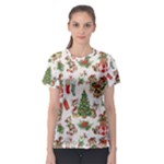 Christmas Texture, Pattern, Red, Tree, Craciun, Green, Christmas Women s Sport Mesh T-Shirt