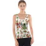 Christmas Texture, Pattern, Red, Tree, Craciun, Green, Christmas Women s Basic Tank Top