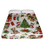 Christmas Texture, Pattern, Red, Tree, Craciun, Green, Christmas Fitted Sheet (Queen Size)