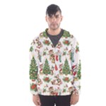 Christmas Texture, Pattern, Red, Tree, Craciun, Green, Christmas Men s Hooded Windbreaker