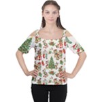 Christmas Texture, Pattern, Red, Tree, Craciun, Green, Christmas Cutout Shoulder T-Shirt