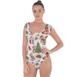 Christmas Texture, Pattern, Red, Tree, Craciun, Green, Christmas Short Sleeve Leotard 