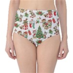 Christmas Texture, Pattern, Red, Tree, Craciun, Green, Christmas Classic High-Waist Bikini Bottoms