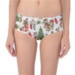 Christmas Texture, Pattern, Red, Tree, Craciun, Green, Christmas Mid-Waist Bikini Bottoms