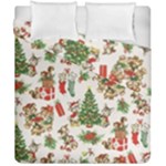 Christmas Texture, Pattern, Red, Tree, Craciun, Green, Christmas Duvet Cover Double Side (California King Size)