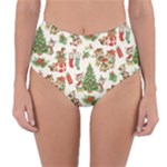 Christmas Texture, Pattern, Red, Tree, Craciun, Green, Christmas Reversible High-Waist Bikini Bottoms