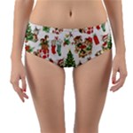 Christmas Texture, Pattern, Red, Tree, Craciun, Green, Christmas Reversible Mid-Waist Bikini Bottoms