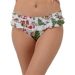 Christmas Texture, Pattern, Red, Tree, Craciun, Green, Christmas Frill Bikini Bottoms