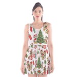 Christmas Texture, Pattern, Red, Tree, Craciun, Green, Christmas Scoop Neck Skater Dress