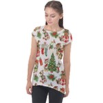 Christmas Texture, Pattern, Red, Tree, Craciun, Green, Christmas Cap Sleeve High Low Top