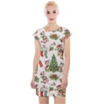 Christmas Texture, Pattern, Red, Tree, Craciun, Green, Christmas Cap Sleeve Bodycon Dress