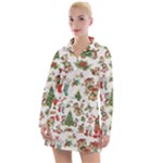 Christmas Texture, Pattern, Red, Tree, Craciun, Green, Christmas Women s Long Sleeve Casual Dress