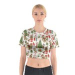 Christmas Texture, Pattern, Red, Tree, Craciun, Green, Christmas Cotton Crop Top