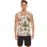 Christmas Texture, Pattern, Red, Tree, Craciun, Green, Christmas Men s Wide Collar Tank Top