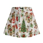 Christmas Texture, Pattern, Red, Tree, Craciun, Green, Christmas Mini Flare Skirt