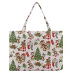 Christmas Texture, Pattern, Red, Tree, Craciun, Green, Christmas Zipper Medium Tote Bag