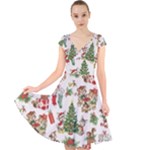 Christmas Texture, Pattern, Red, Tree, Craciun, Green, Christmas Cap Sleeve Front Wrap Midi Dress