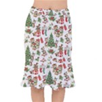 Christmas Texture, Pattern, Red, Tree, Craciun, Green, Christmas Short Mermaid Skirt