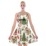 Christmas Texture, Pattern, Red, Tree, Craciun, Green, Christmas Velvet Skater Dress