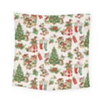 Christmas Texture, Pattern, Red, Tree, Craciun, Green, Christmas Square Tapestry (Small)