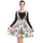 Christmas Texture, Pattern, Red, Tree, Craciun, Green, Christmas Plunge Pinafore Dress