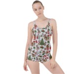 Christmas Texture, Pattern, Red, Tree, Craciun, Green, Christmas Boyleg Tankini Set 