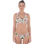 Christmas Texture, Pattern, Red, Tree, Craciun, Green, Christmas Cross Back Hipster Bikini Set