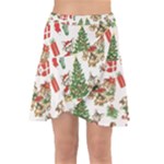 Christmas Texture, Pattern, Red, Tree, Craciun, Green, Christmas Wrap Front Skirt