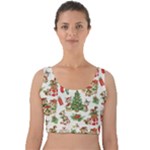 Christmas Texture, Pattern, Red, Tree, Craciun, Green, Christmas Velvet Crop Top