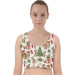 Christmas Texture, Pattern, Red, Tree, Craciun, Green, Christmas Velvet Racer Back Crop Top