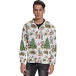 Christmas Texture, Pattern, Red, Tree, Craciun, Green, Christmas Men s High Neck Windbreaker